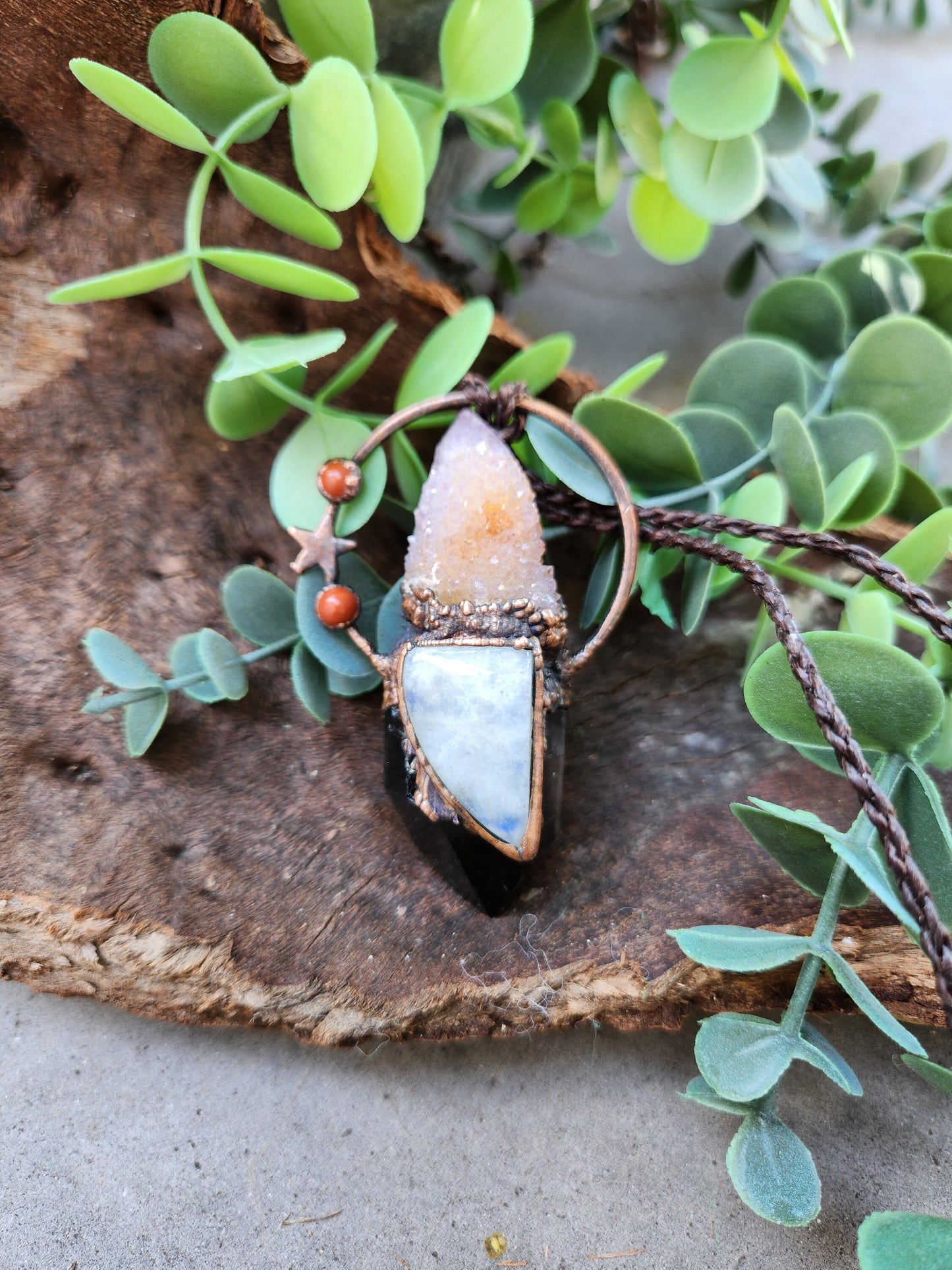 The Dream Catcher Necklace | Smoky Quartz Pendant | Moonstone Pendant | Star Necklace | Formally Cinnamon Dreams