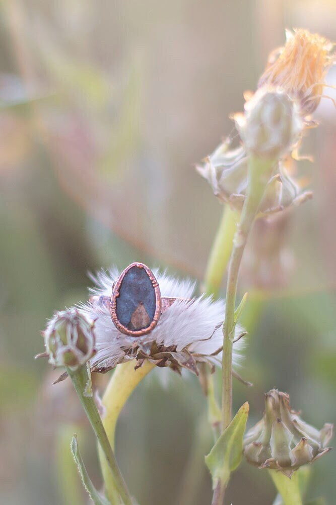 Blue Apatite Copper Ring | Handmade Crystal Ring | Boho Jewellery Australia