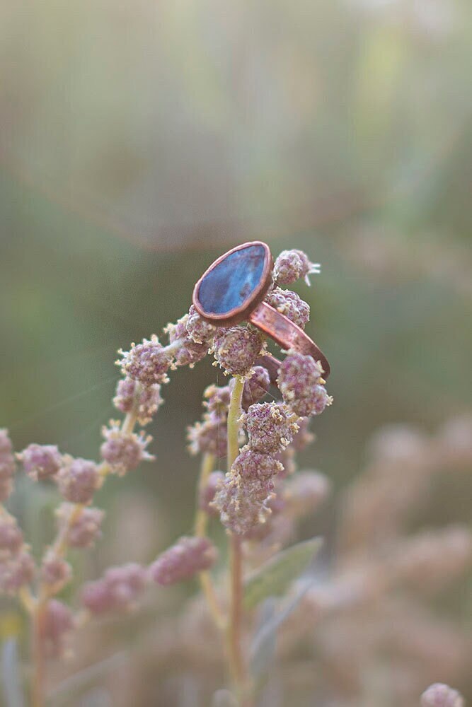 Blue Apatite Copper Ring | Handmade Crystal Ring | Boho Jewellery Australia