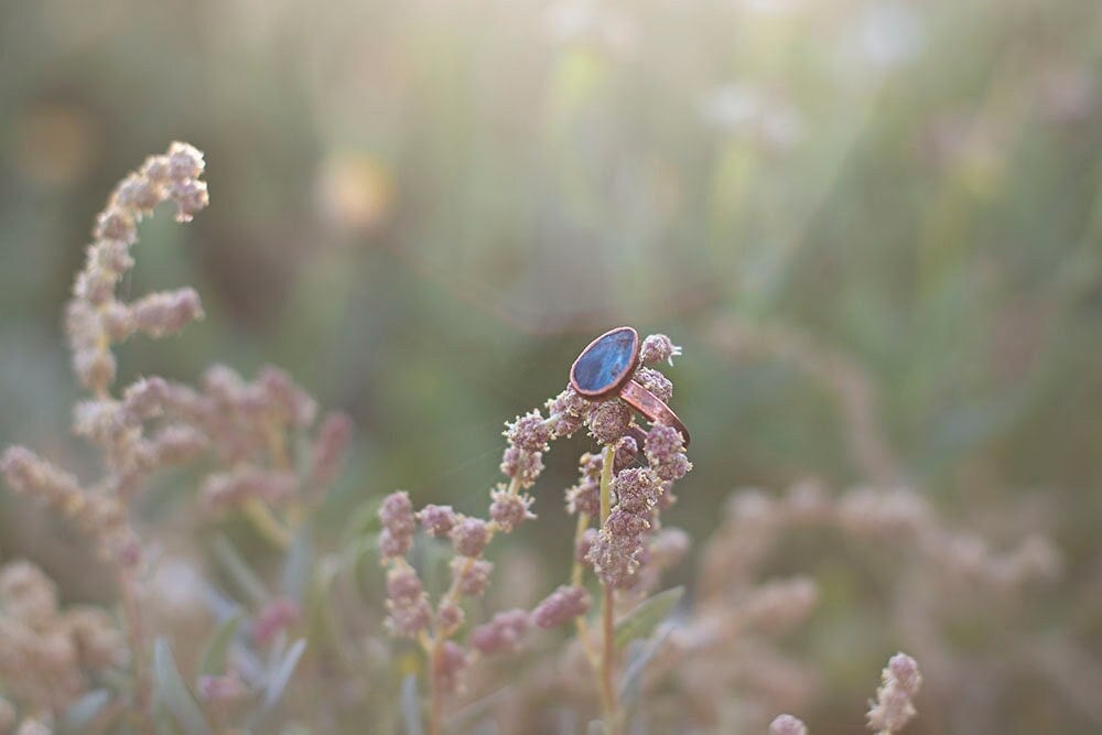 Blue Apatite Copper Ring | Handmade Crystal Ring | Boho Jewellery Australia