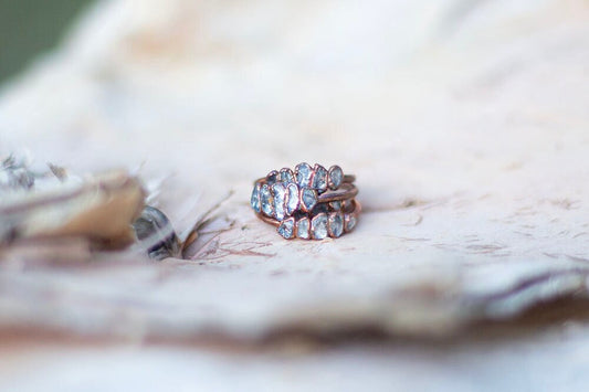 Silver mountain quartz multi-stone ring || handmade bohemian crystal ring || cinnamon dreams studio || stacker ring | unique engagement ring