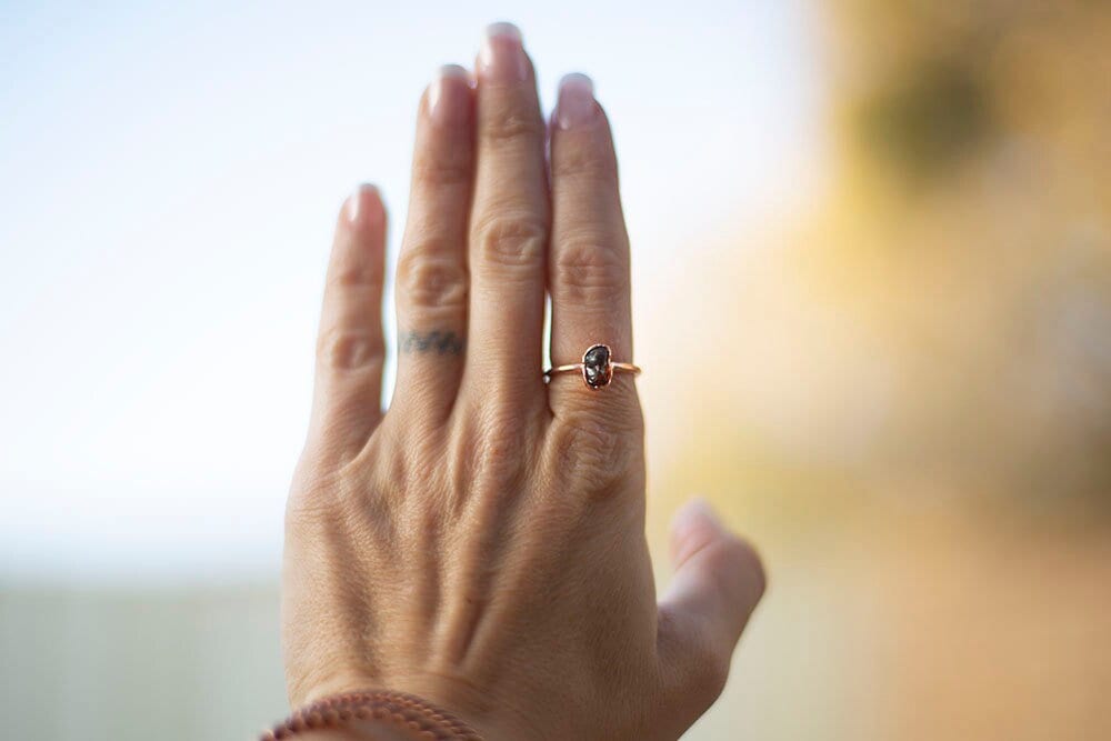 Raw Baltic Amber Copper Stacker Ring | Handmade Boho Ring