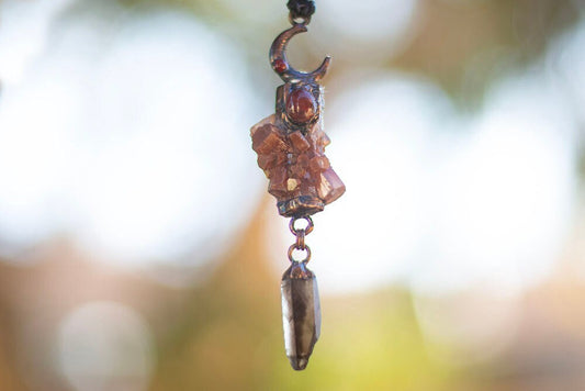 Aragonite & Smoky Quartz Pendant | Handmade Crystal Necklace