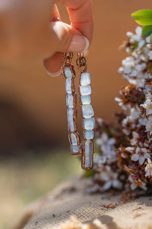 Aquamarine stack necklace || march birthstone || unique handmade crystal necklace || cinnamon dreams studio collectionm