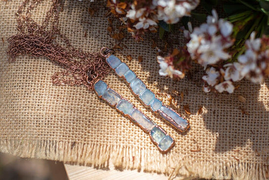 Aquamarine Copper Necklace | Unique March Birthstone Pendant