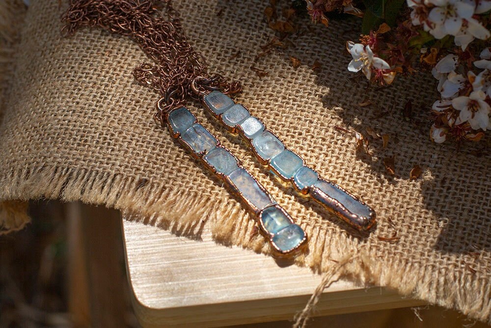 Aquamarine Stack Necklace with Copper
