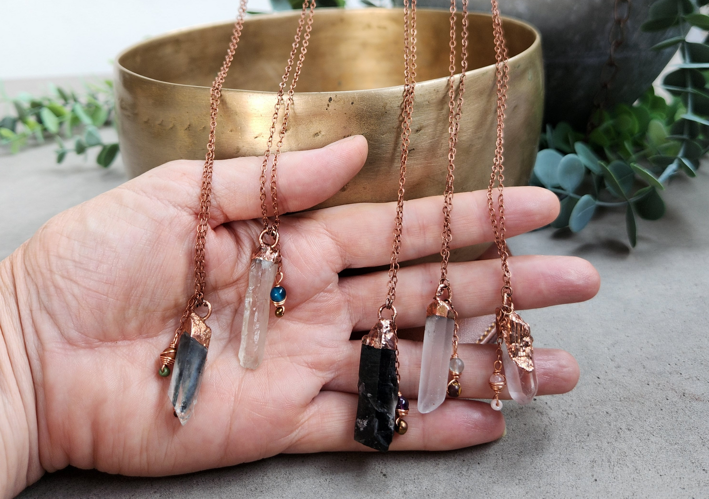 Dainty Clear or Smoky Quartz Necklace | Handmade Crystal Pendant