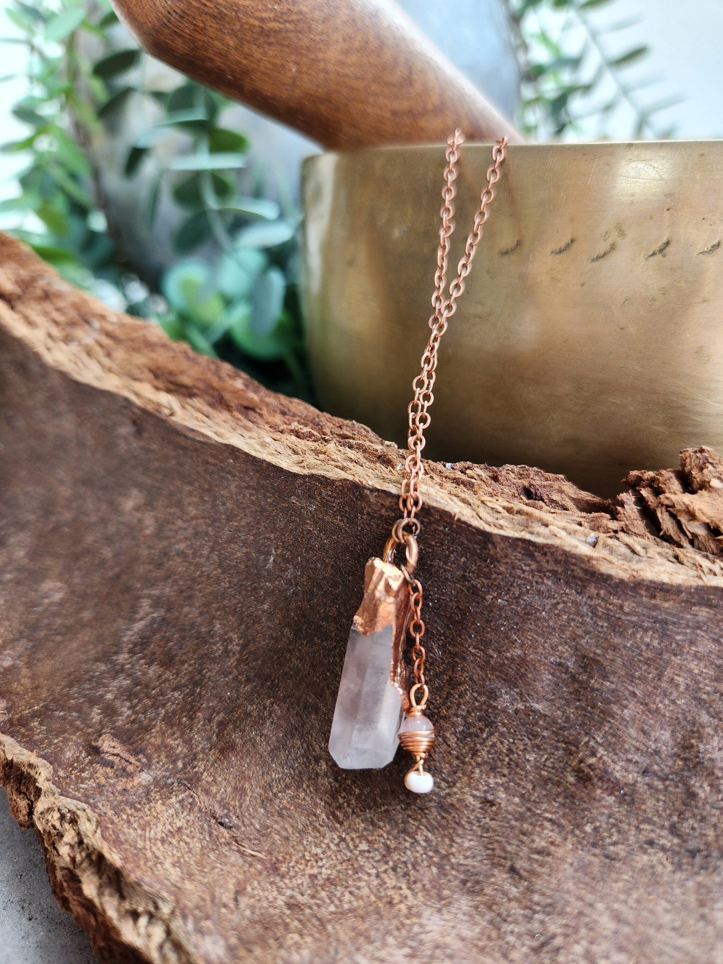 Dainty Clear or Smoky Quartz Necklace | Handmade Crystal Pendant