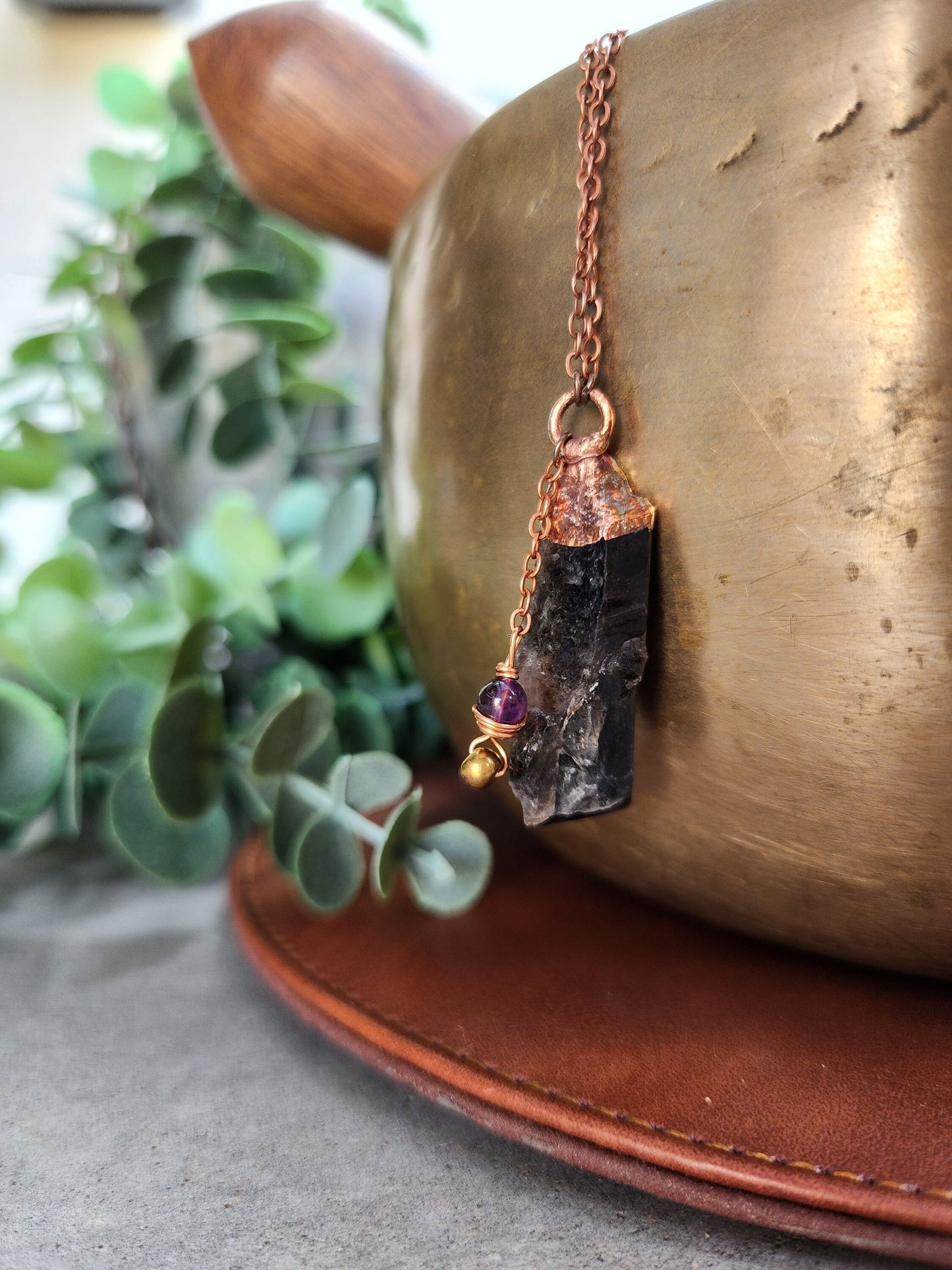 Dainty Clear or Smoky Quartz Necklace | Handmade Crystal Pendant