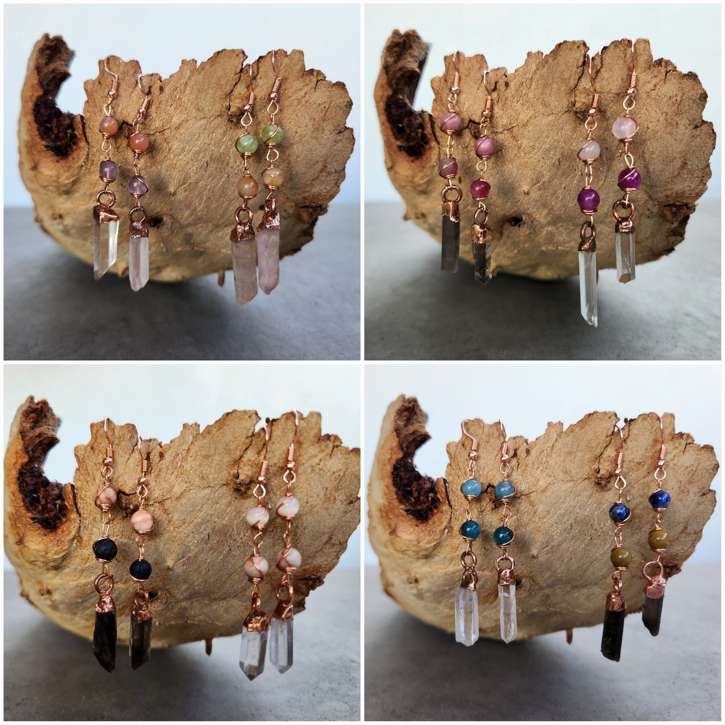 Crystal Point & Bead Earrings | Handmade Dangly Gemstone Earrings