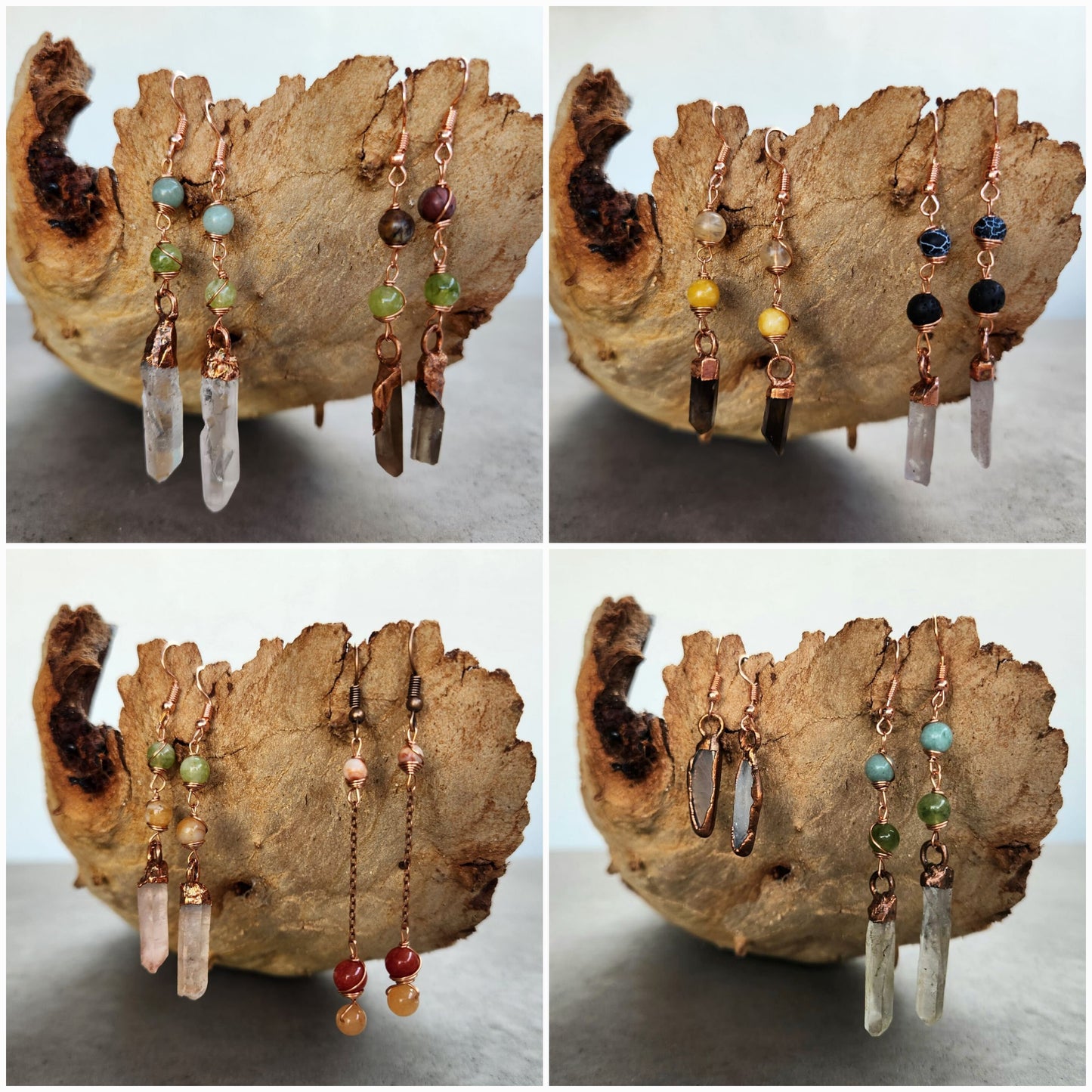 Crystal Point & Bead Earrings | Handmade Dangly Gemstone Earrings