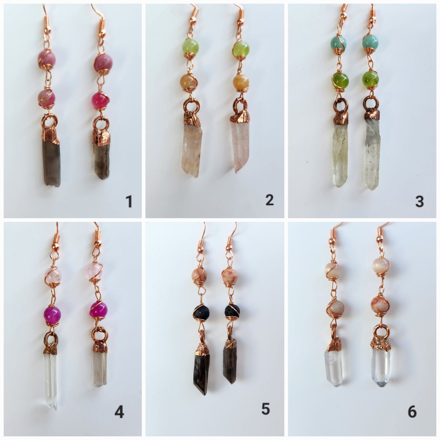 Crystal Point & Bead Earrings | Handmade Dangly Gemstone Earrings