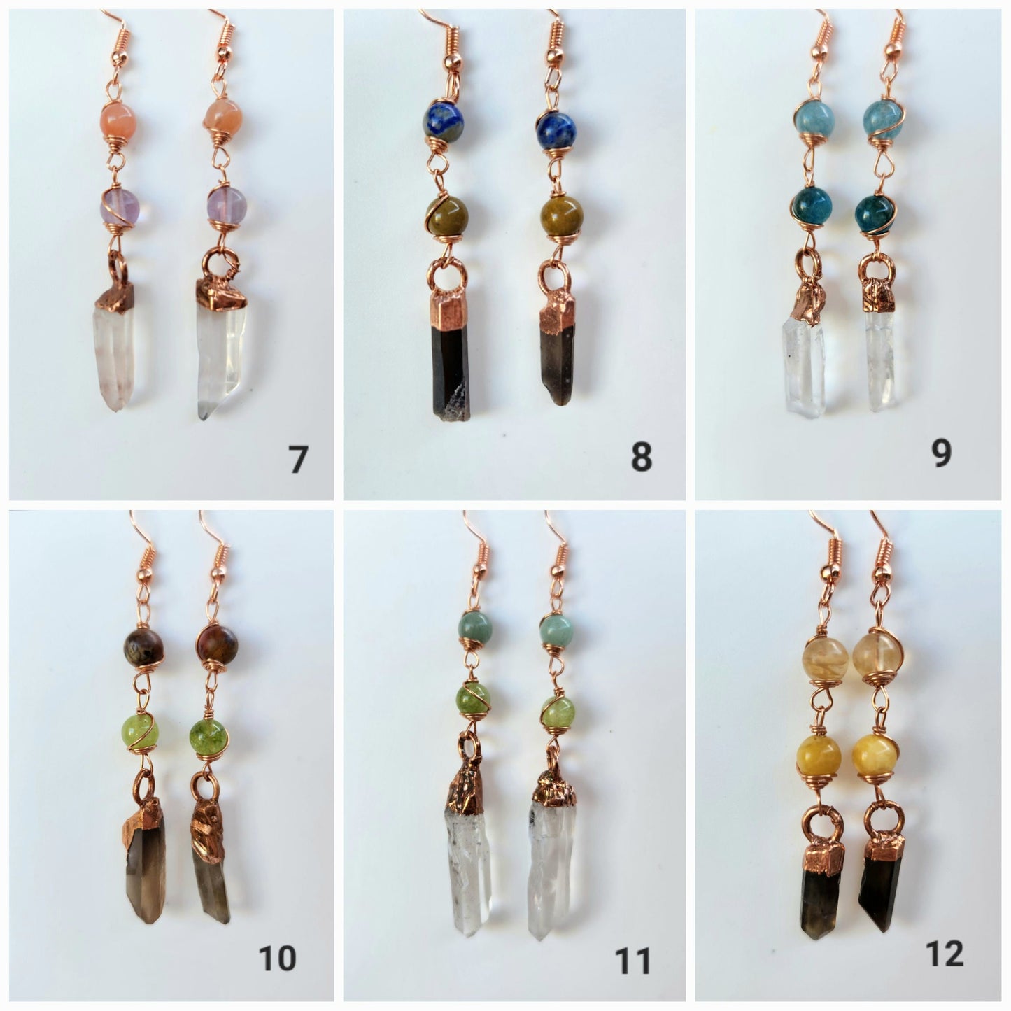 Crystal Point & Bead Earrings | Handmade Dangly Gemstone Earrings