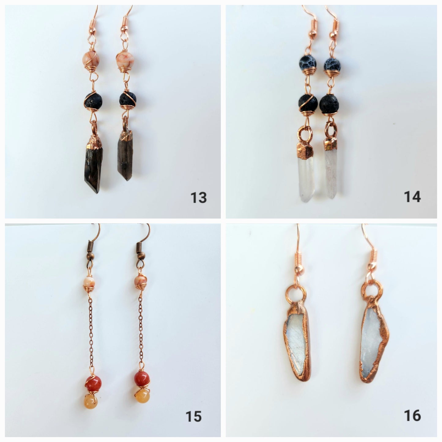 Crystal Point & Bead Earrings | Handmade Dangly Gemstone Earrings