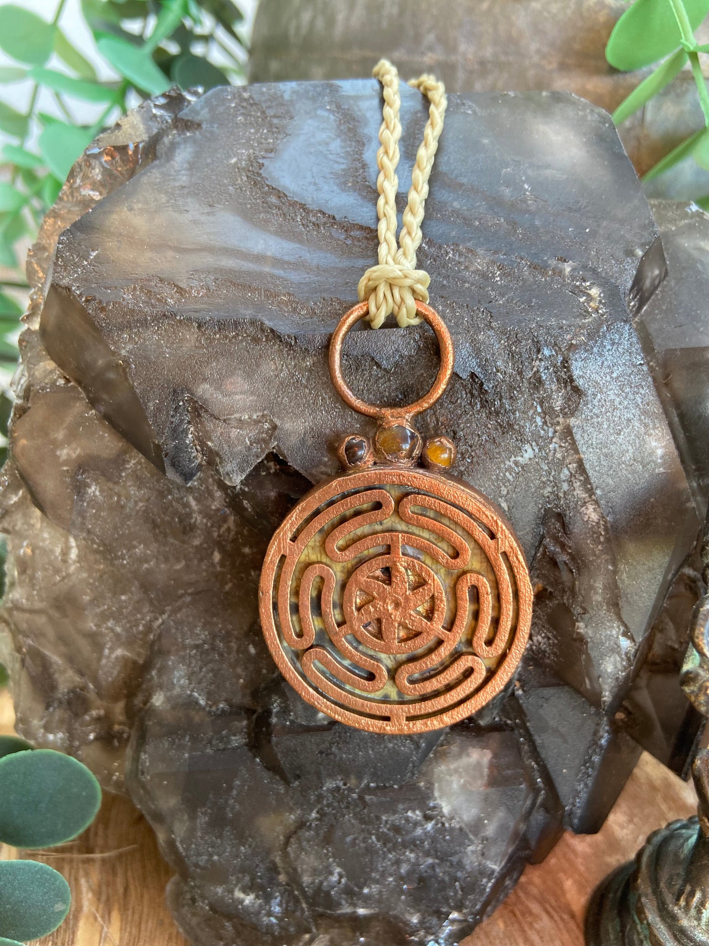 Hecate’s Wheel Pendant | Handmade Tigerskin Jasper Goddess Necklace