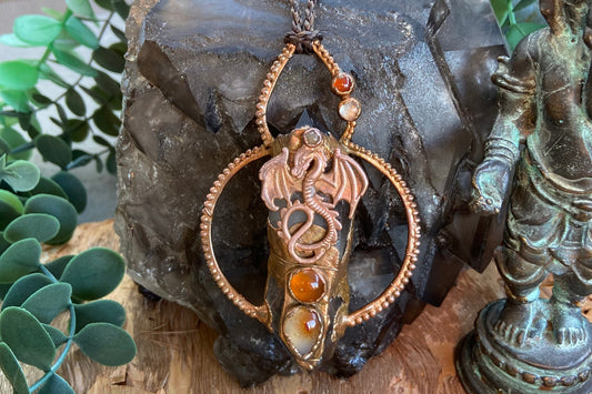 Dragon’s Heart Smoky Quartz Pendant | Handmade Boho Necklace