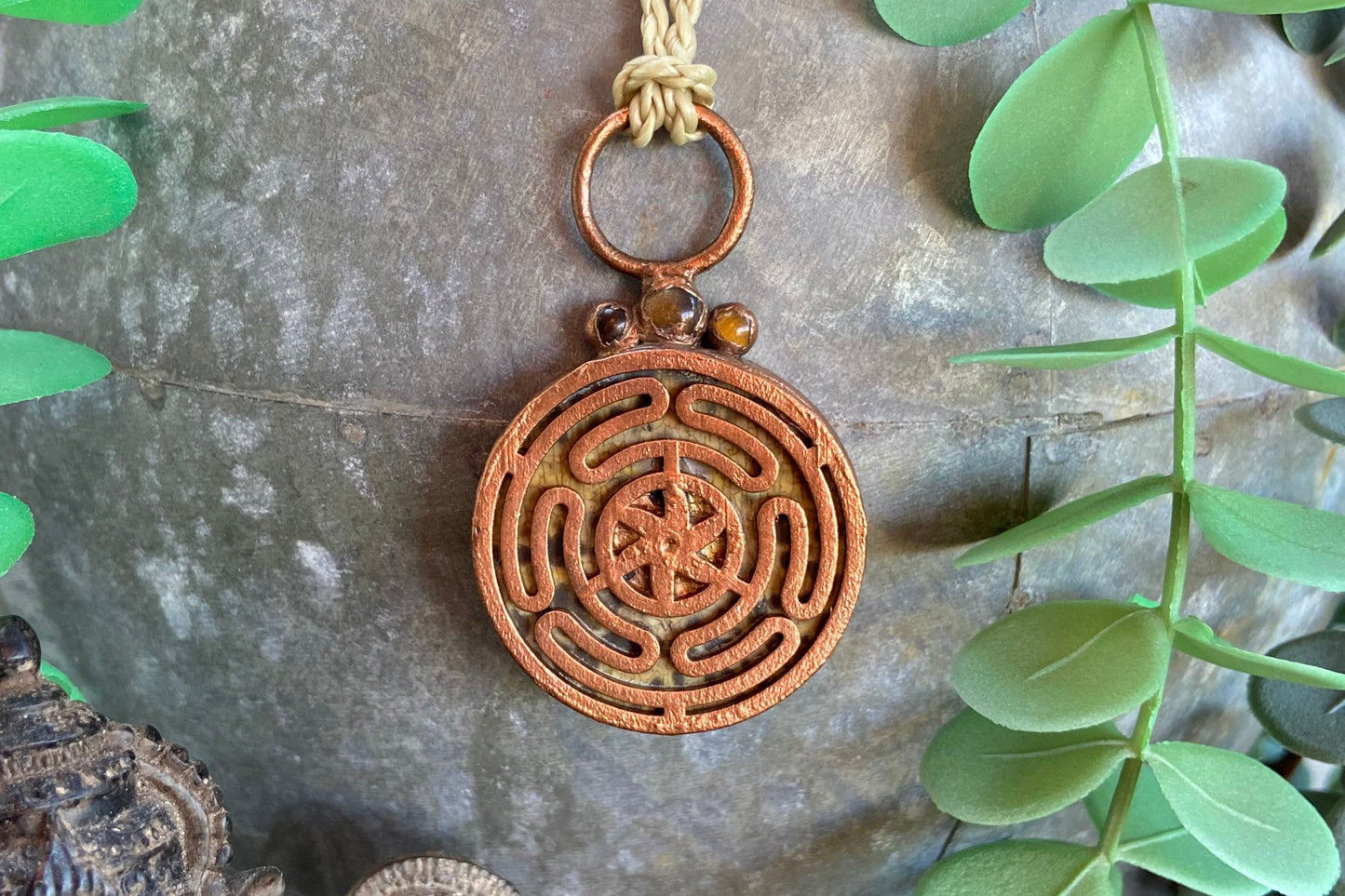 Hecate’s Wheel Pendant | Handmade Tigerskin Jasper Goddess Necklace