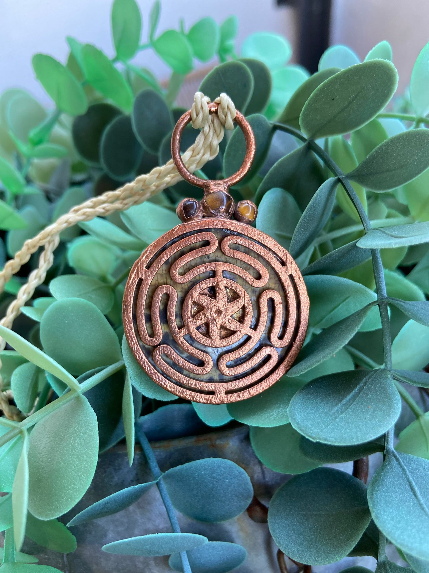Hecate’s Wheel Pendant | Handmade Tigerskin Jasper Goddess Necklace