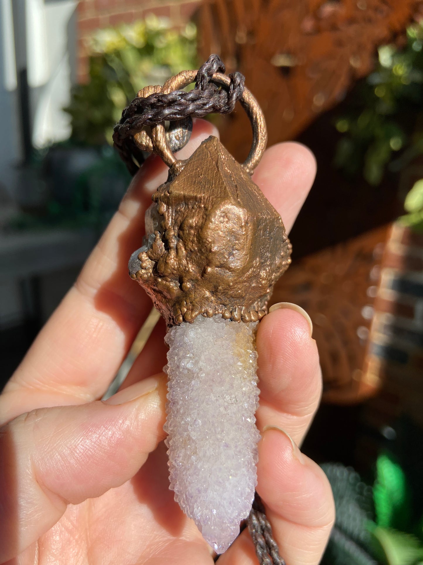 Spirit Moon Pendant | Smoky Quartz, Amethyst Spirit Quartz & Carnelian