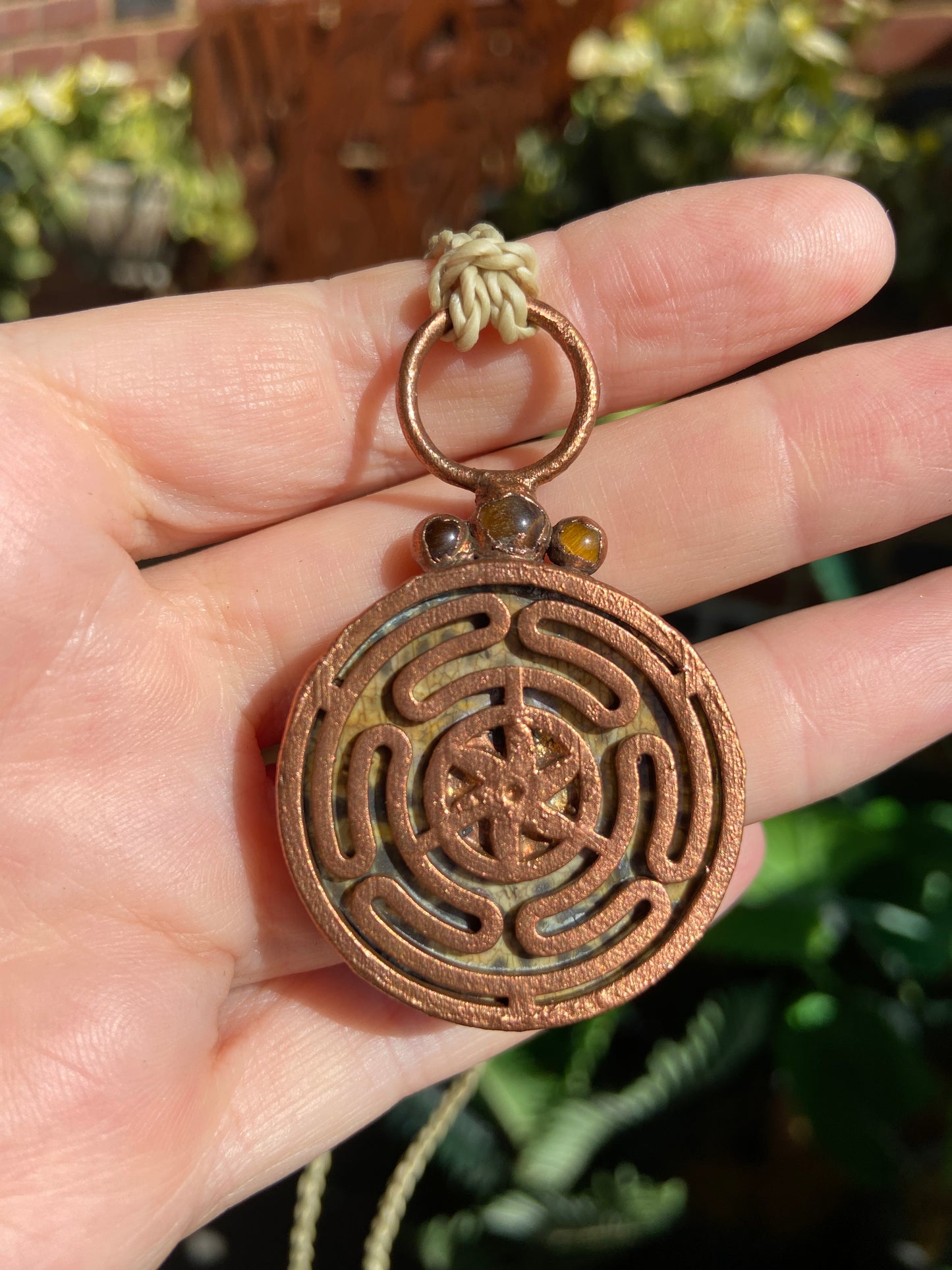 Hecate’s Wheel Pendant | Handmade Tigerskin Jasper Goddess Necklace