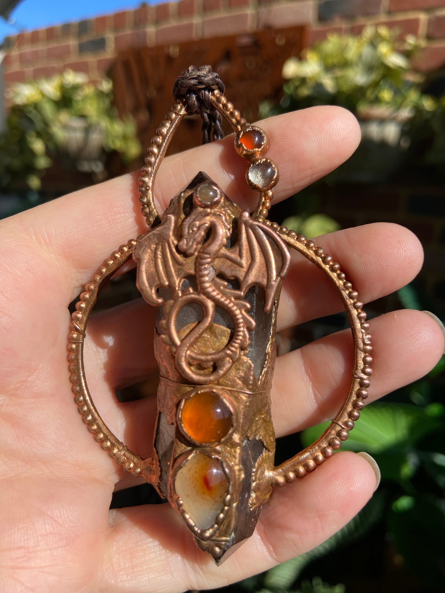 Dragon’s Heart Smoky Quartz Pendant | Handmade Boho Necklace Australia
