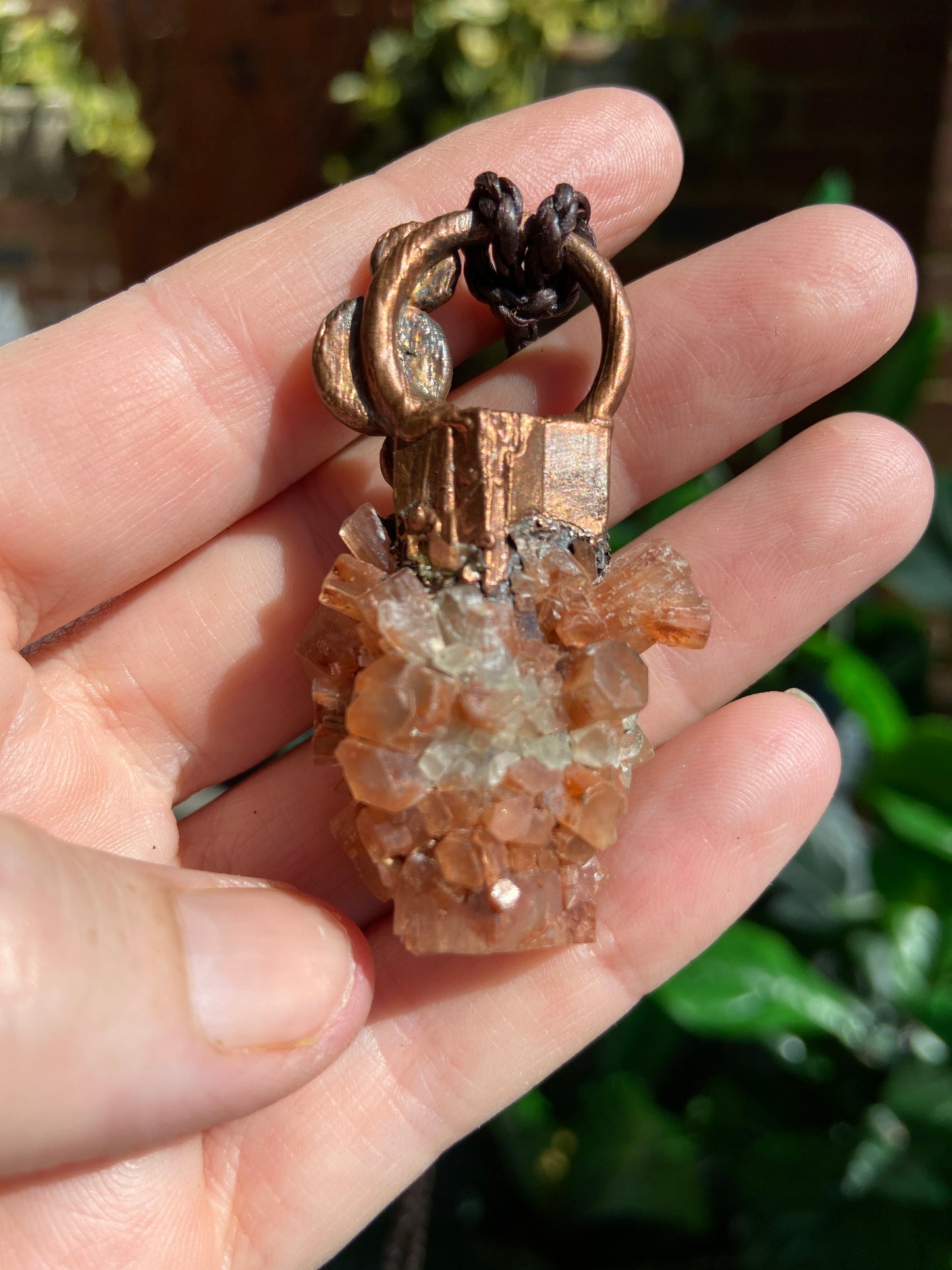 Aragonite Copper Crystal Pendant | Handmade Crystal Necklace