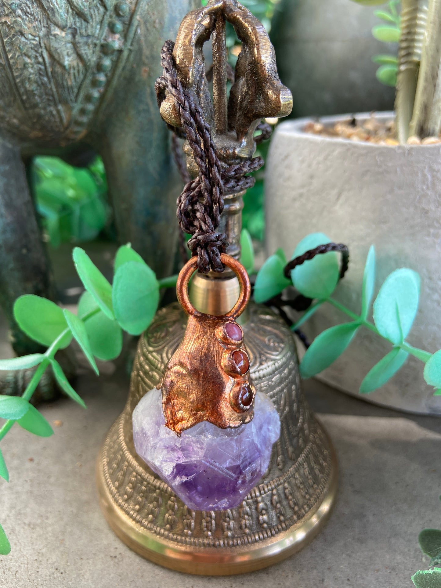 Amethyst Copper Pendant | Handmade Boho Crystal Necklace