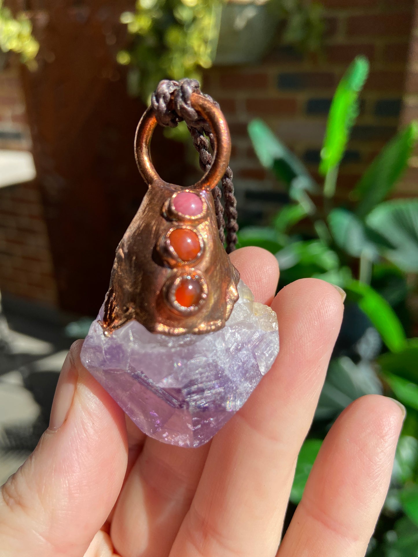 Amethyst Copper Pendant | Handmade Boho Crystal Necklace