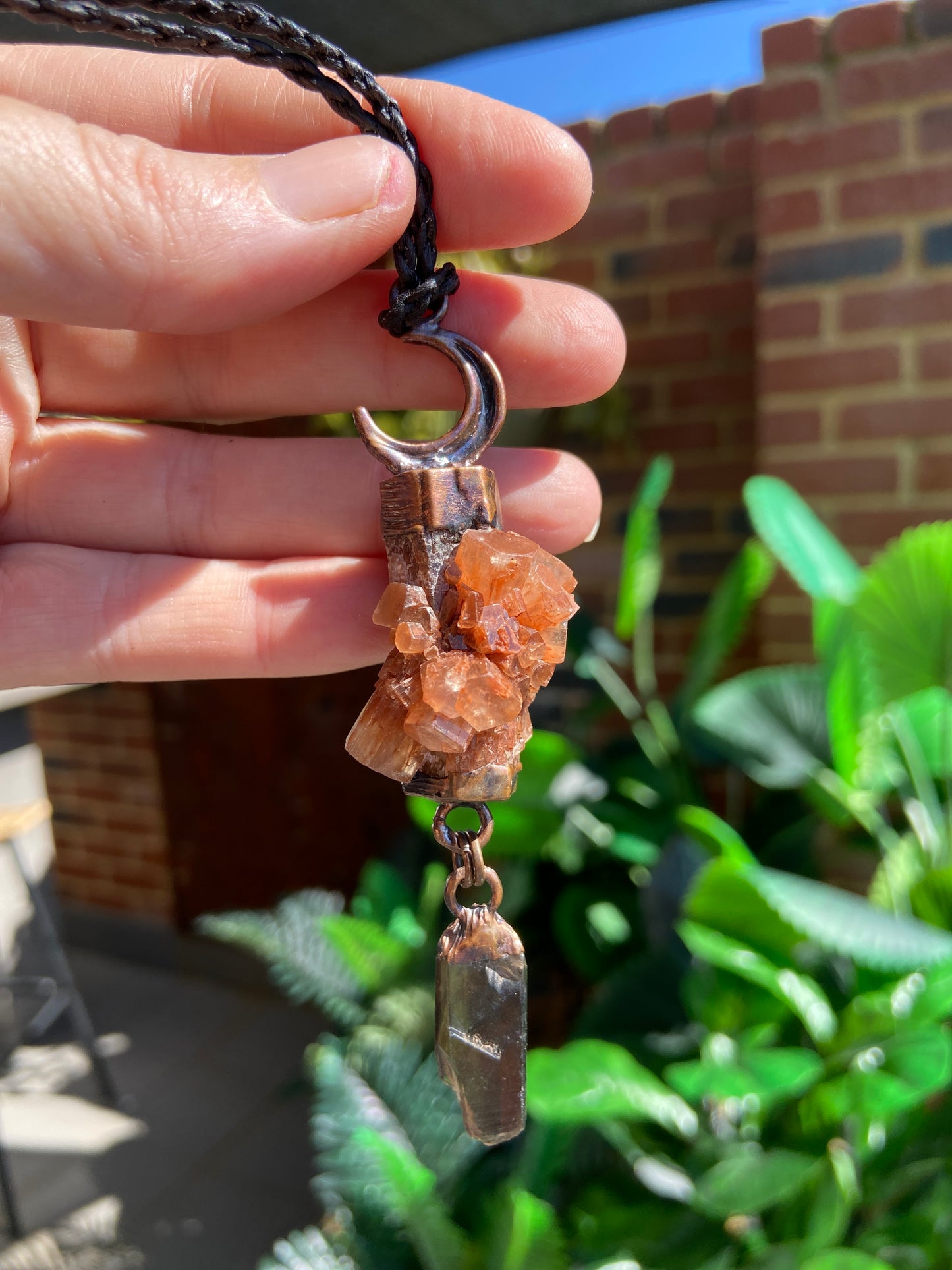 Aragonite & Smoky Quartz Pendant | Handmade Crystal Necklace