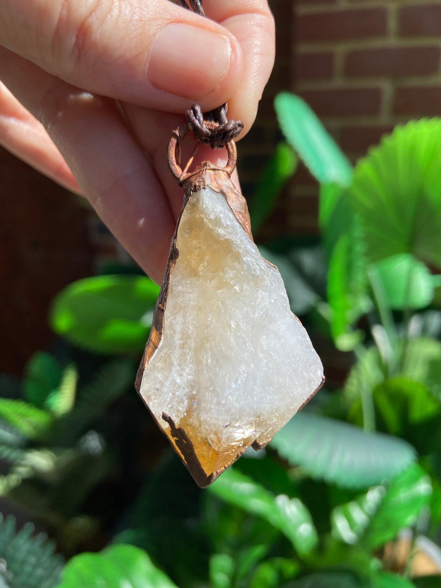 Chunky Citrine Copper Pendant | Handmade Crystal Necklace