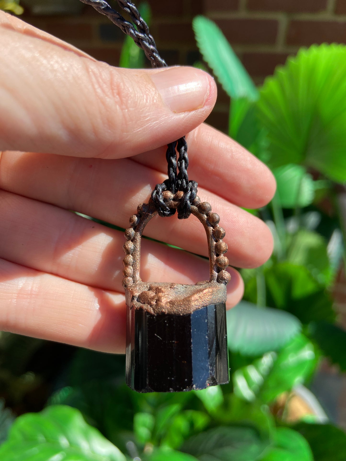 Black Tourmaline Pendant | Handmade Boho Crystal Necklace