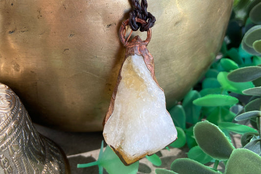 Chunky Citrine Copper Pendant | Handmade Crystal Necklace