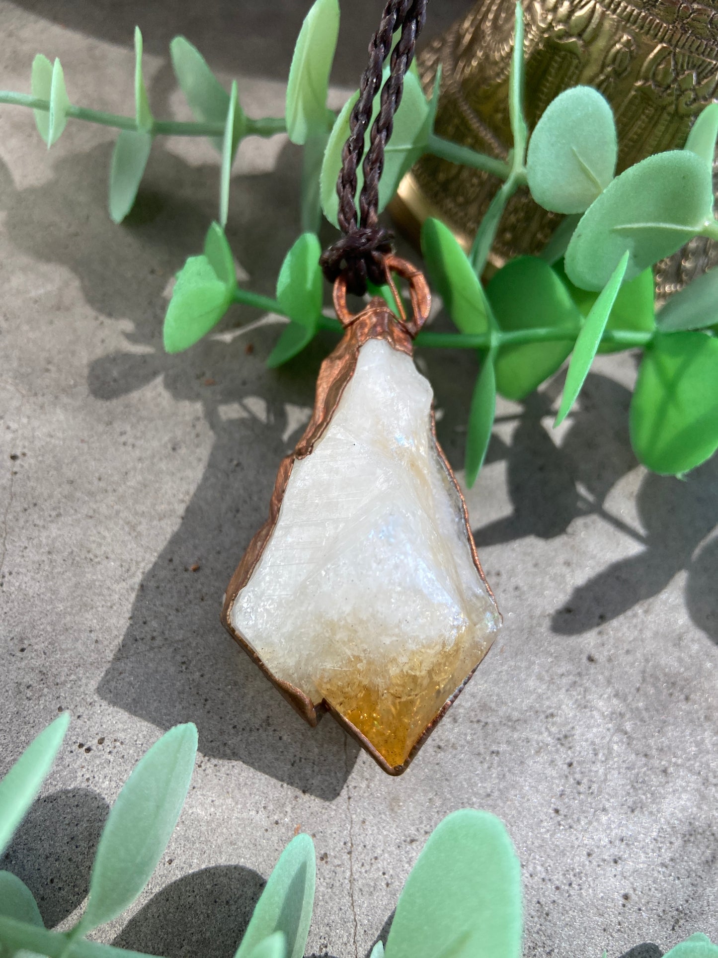 Chunky Citrine Copper Pendant | Handmade Crystal Necklace
