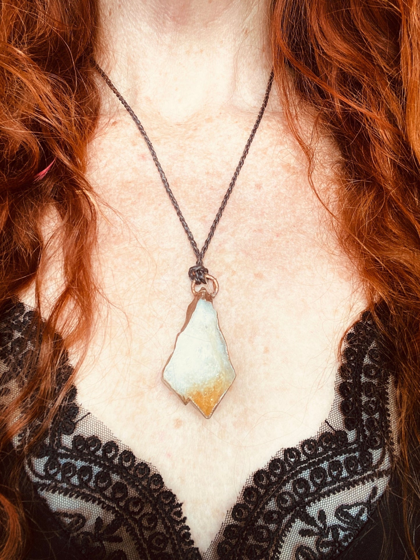 Chunky Citrine Copper Pendant | Handmade Crystal Necklace