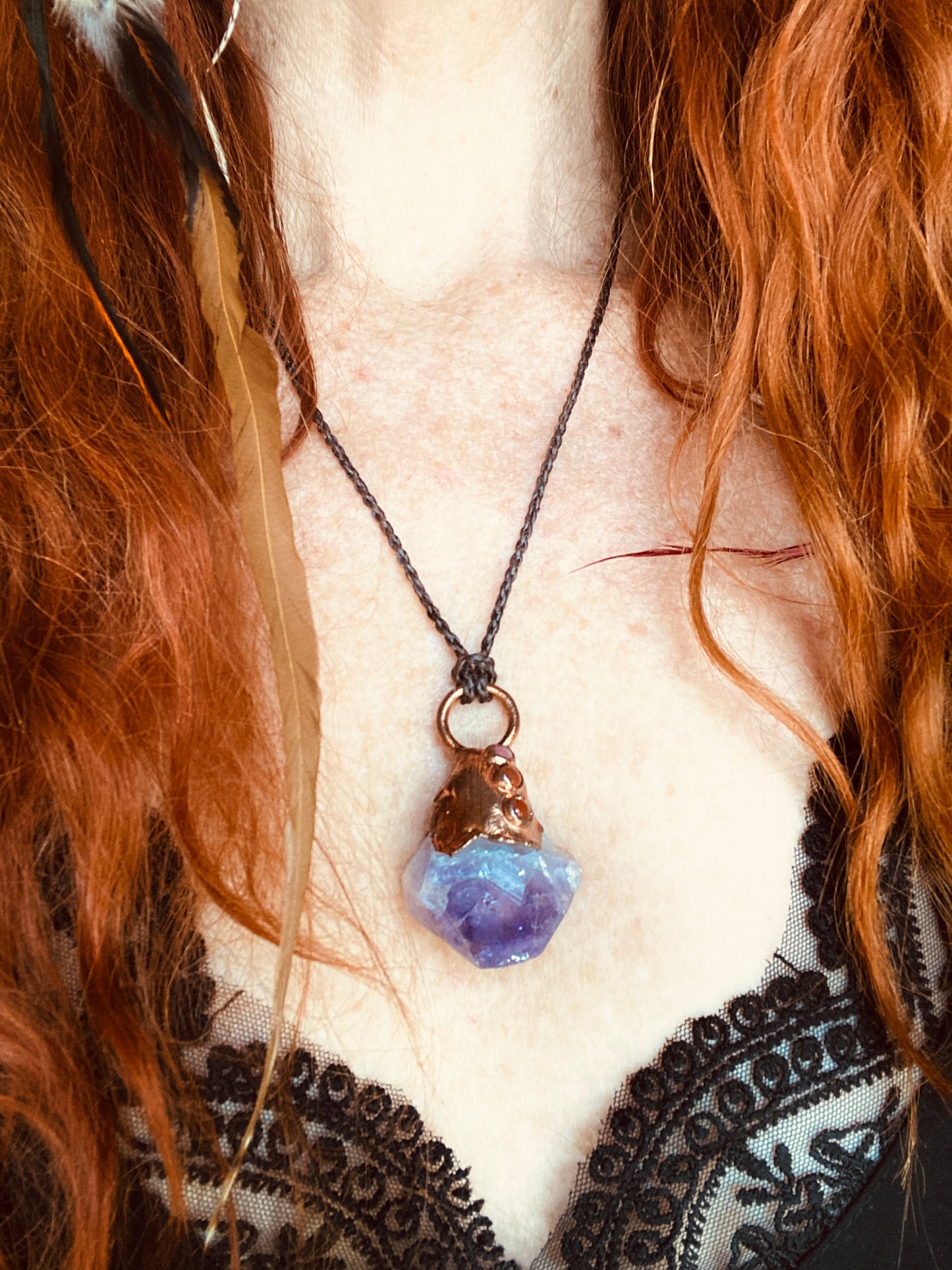 Amethyst Copper Pendant | Handmade Boho Crystal Necklace