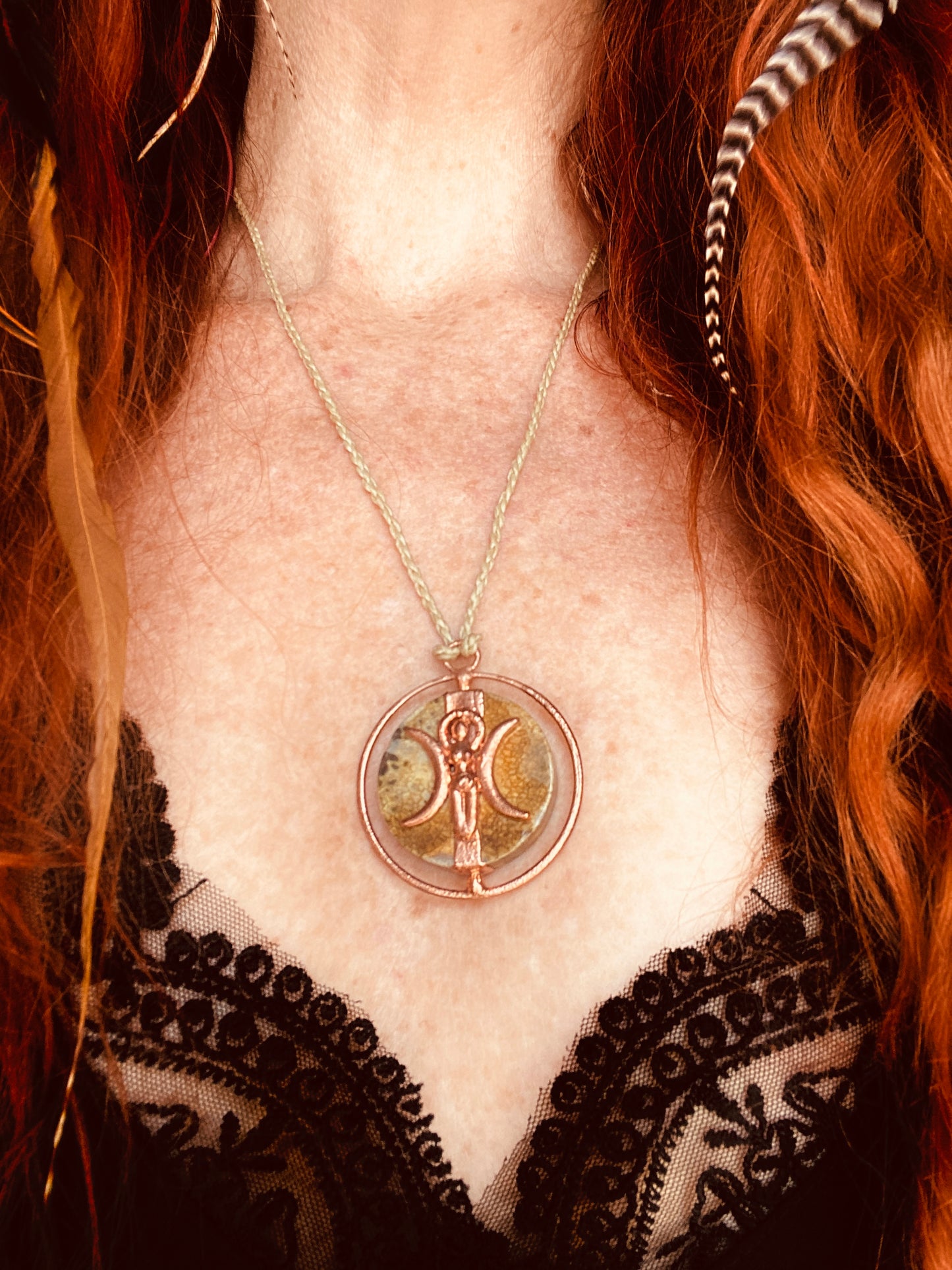 Hecate Jasper Pendant | Handmade Goddess Necklace for Wisdom