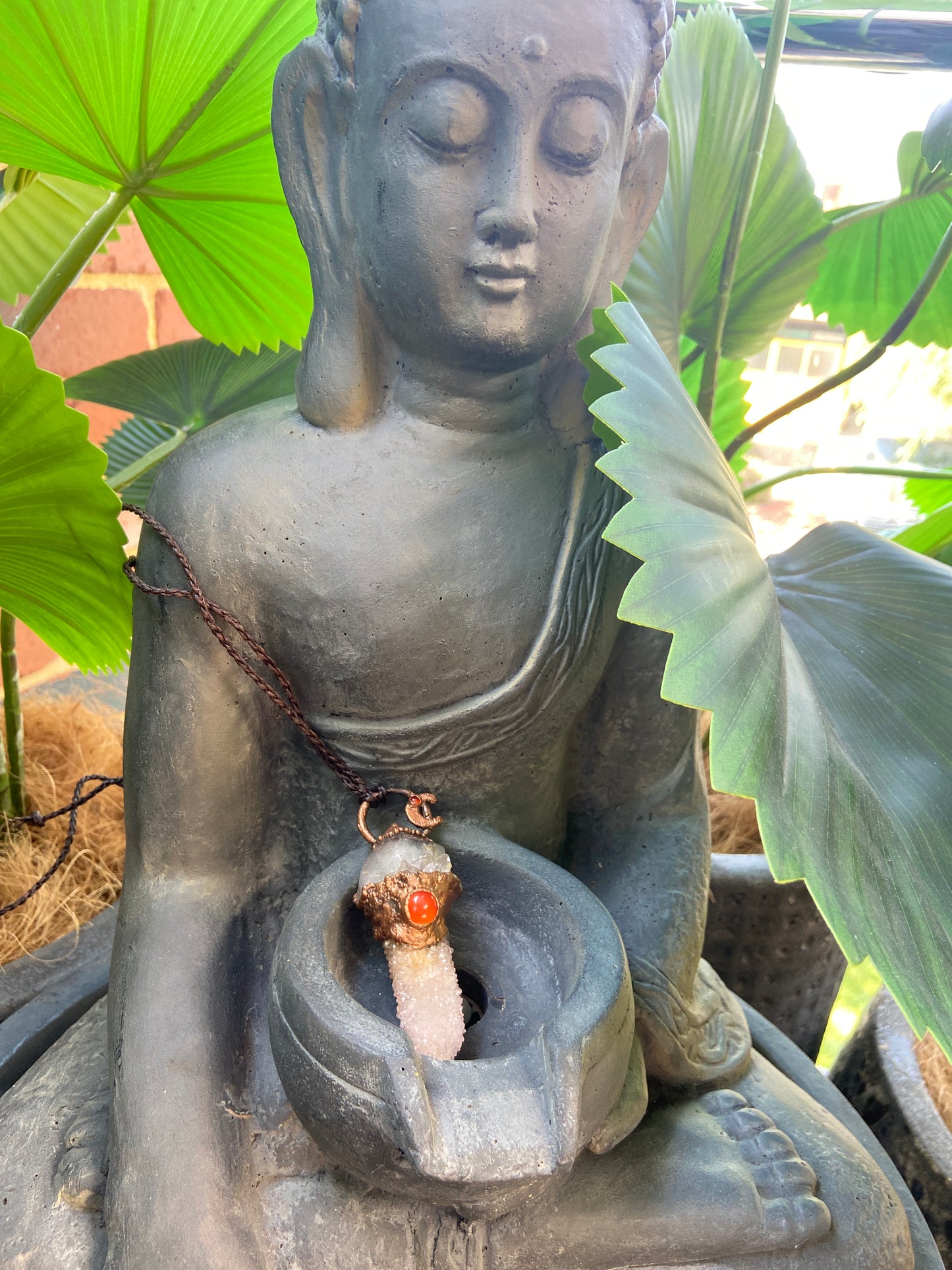 Spirit Moon Pendant | Smoky Quartz, Amethyst Spirit Quartz & Carnelian