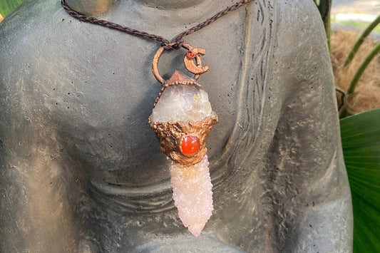 Spirit Moon Smoky Quartz & Amethyst Spirit Quartz Pendant
