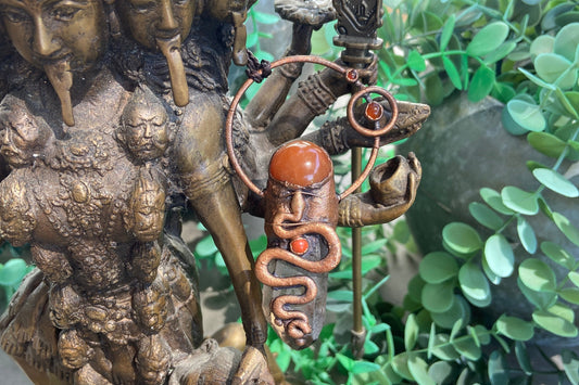 Snake Charm Smoky Quartz Pendant | Kundalini Energy Necklace