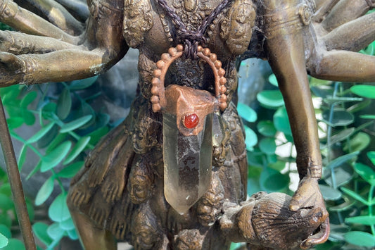 Smoky Quartz & Carnelian Pendant | Handmade Crystal Necklace