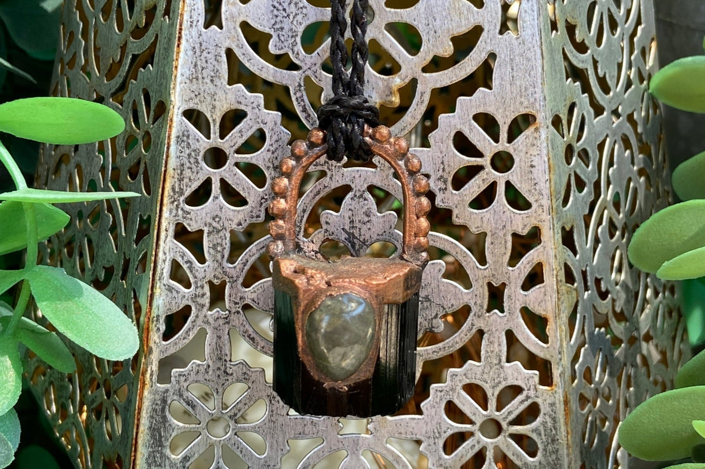 Black Tourmaline Pendant | Handmade Boho Crystal Necklace