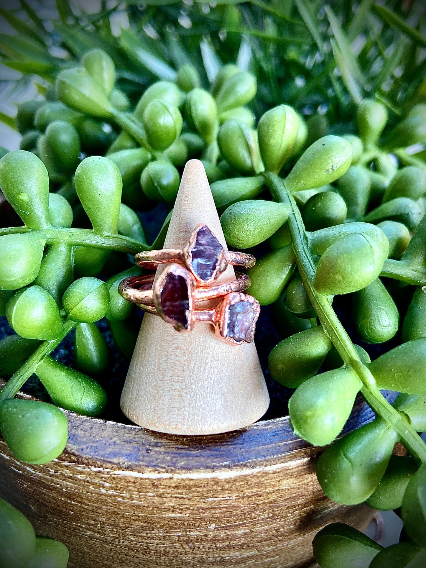 Raw Garnet Copper Stacker Ring | Handmade Crystal Ring | Boho Jewellery