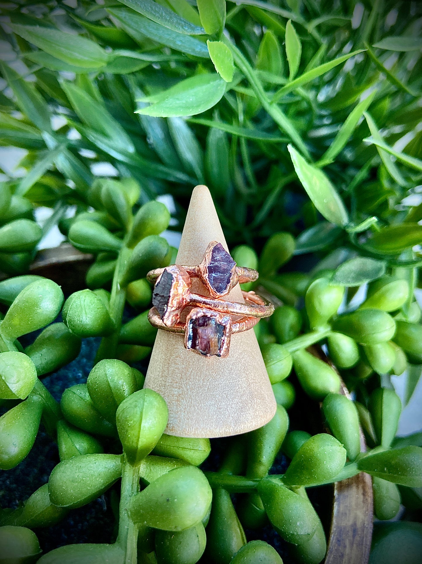 Raw Garnet Copper Stacker Ring | Handmade Crystal Ring | Boho Jewellery