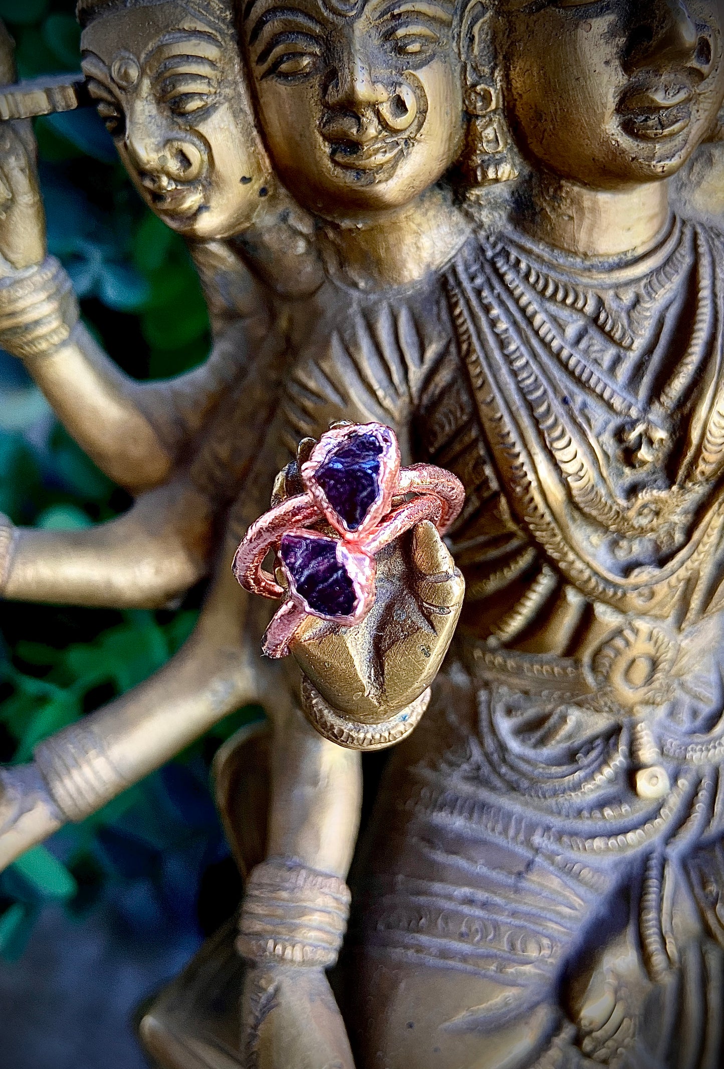 Raw Garnet Copper Stacker Ring | Handmade Crystal Ring | Boho Jewellery