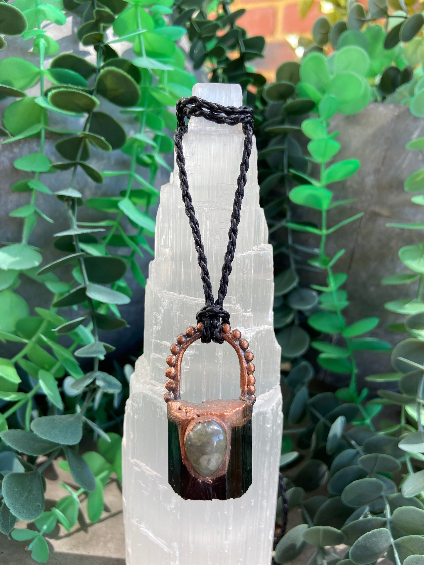 Black Tourmaline & Jasper Pendant | Handmade Copper Necklace | Crystal Jewellery