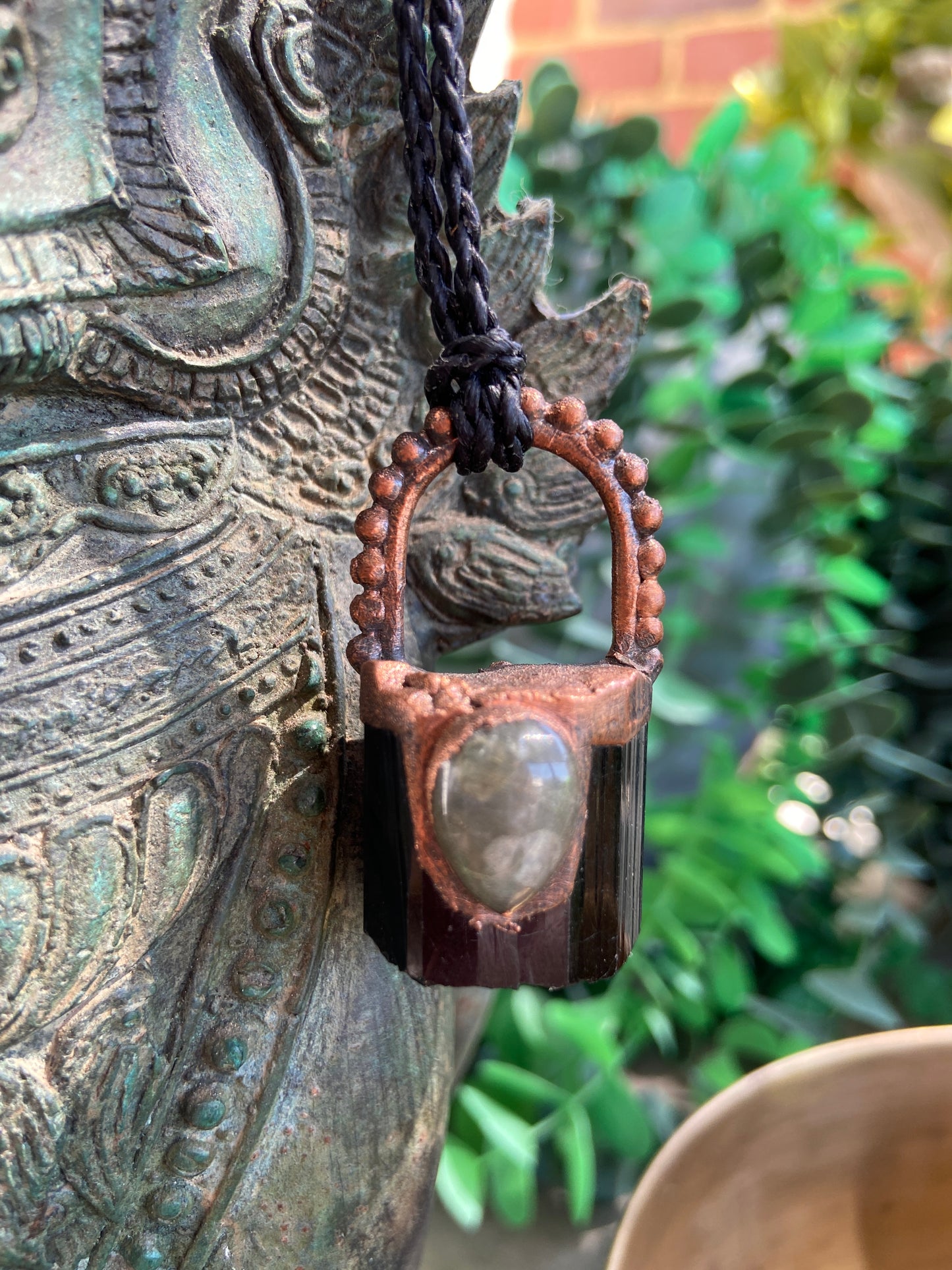 Black Tourmaline & Jasper Pendant | Handmade Copper Necklace | Crystal Jewellery