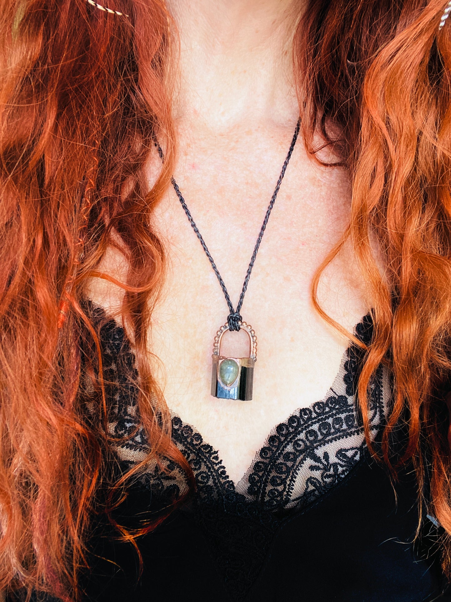 Black Tourmaline & Jasper Pendant | Handmade Copper Necklace | Crystal Jewellery