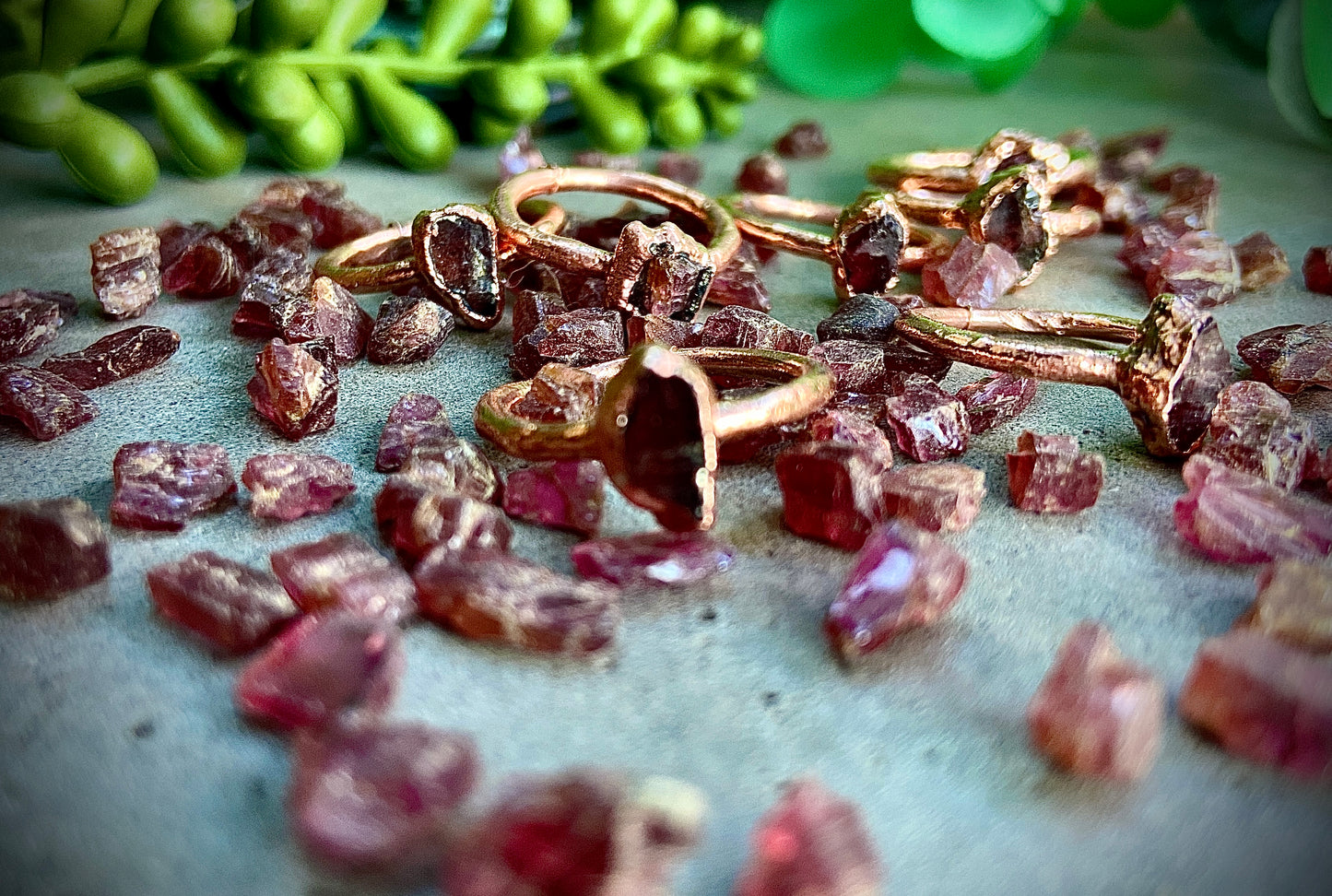 Raw Garnet Copper Stacker Ring